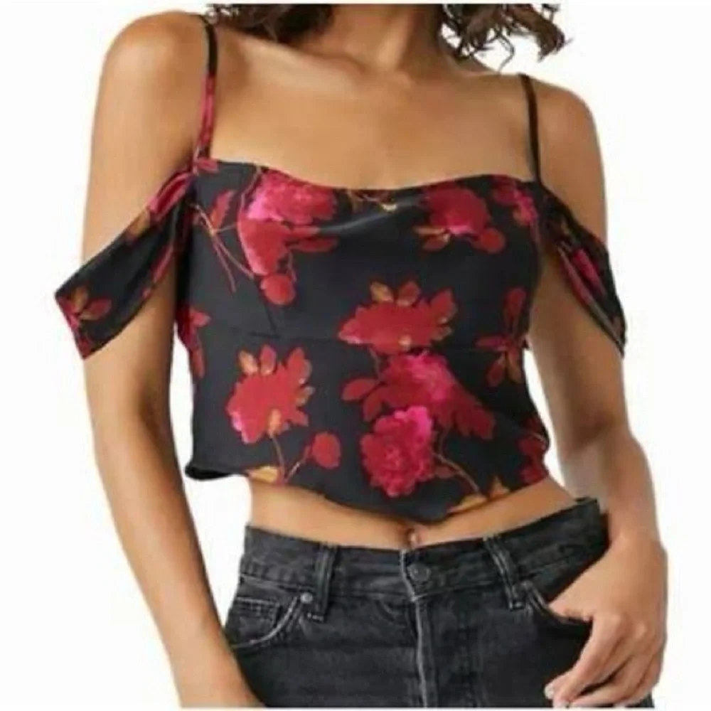 NWT Free People Cassandra Off The Shoulder Floral Top sz M